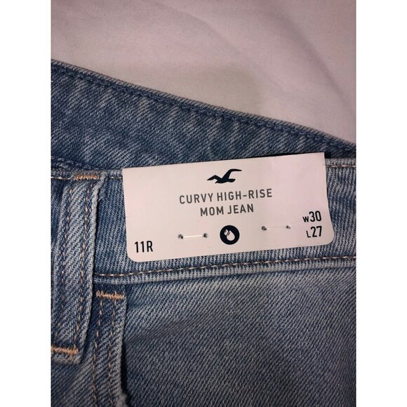 Hollister Jeans Size 11R Curvy High Rise Mom Blue Light Wash 30x27 Casual NEW - Picture 2 of 9